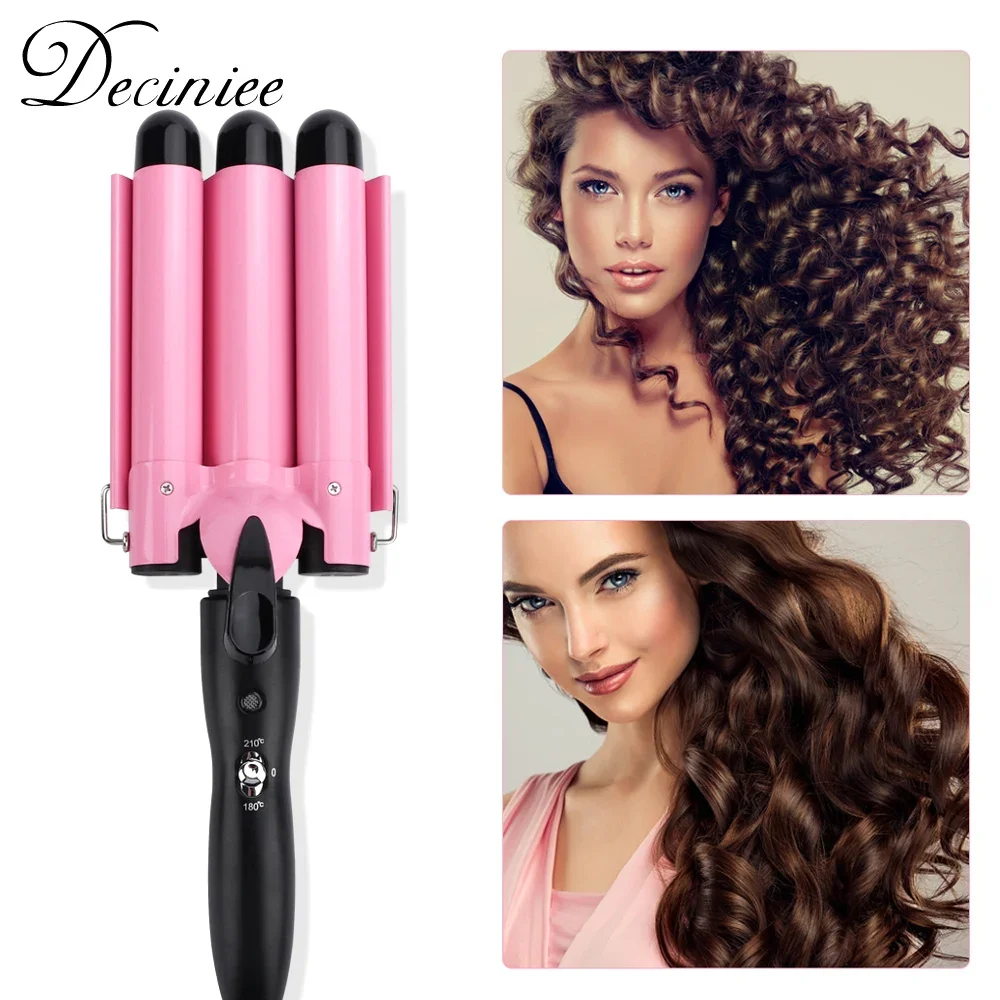 

3 Barrel Curling Iron Wand Temperature Adjustable 5 Size Perm Splint Ceramic Triple Barrels Hair Waver Portable Hair Iron Curler