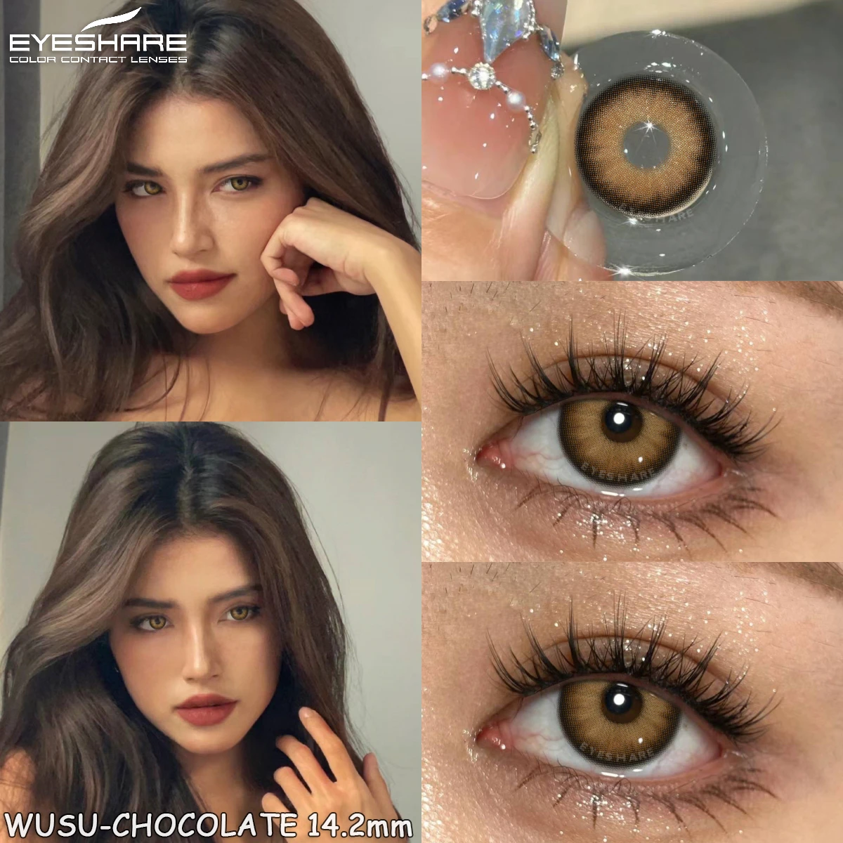 EYESHARE New Colored Contacts Lenses for Eyes 2pcs Brown Contacts Lenses Blue Eye Lense Beautiful Pupil Yearly Eye Contact Lens