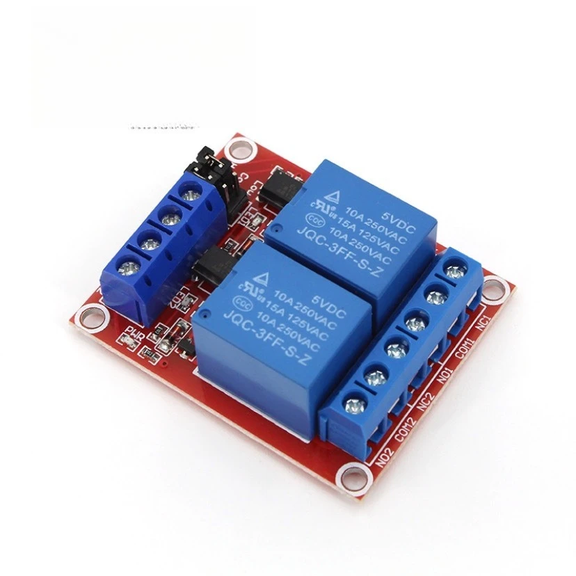 2pcs Red 2 Channel Relay Module Optocoupler Isolation High Low Level Trigger 5V 12V 24V for Arduino PLC