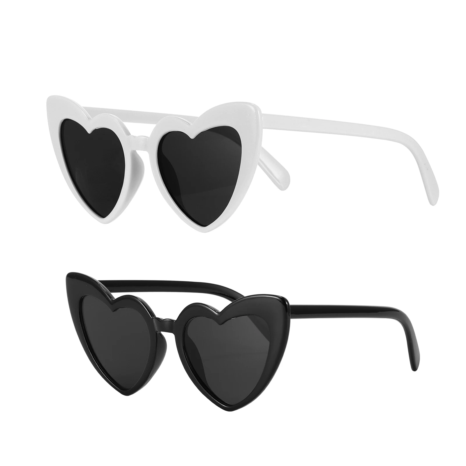 OUZHOU Heart Sunglasses Pack of 2 Heart Glasses Hearts Sunglasses Retro Heart Shape Party Glasses Cat Eyes Sunglasses for Women