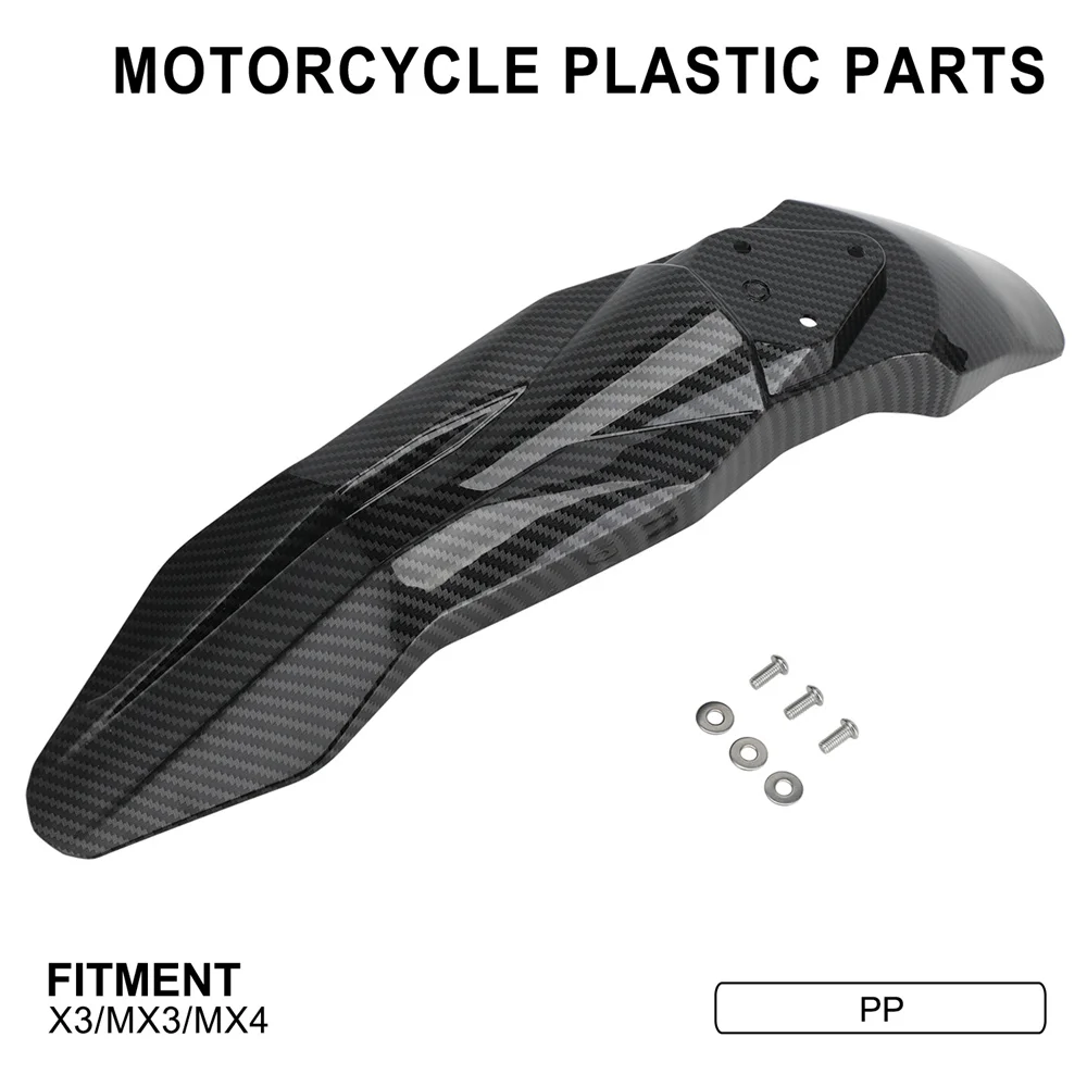 Acessórios para motocicletas, para-lama dianteiro para Talaria Sting X3 MX3 MX4 MX5, para-lama de motocross com padrão de fibra de carbono, peças para motos off-road.