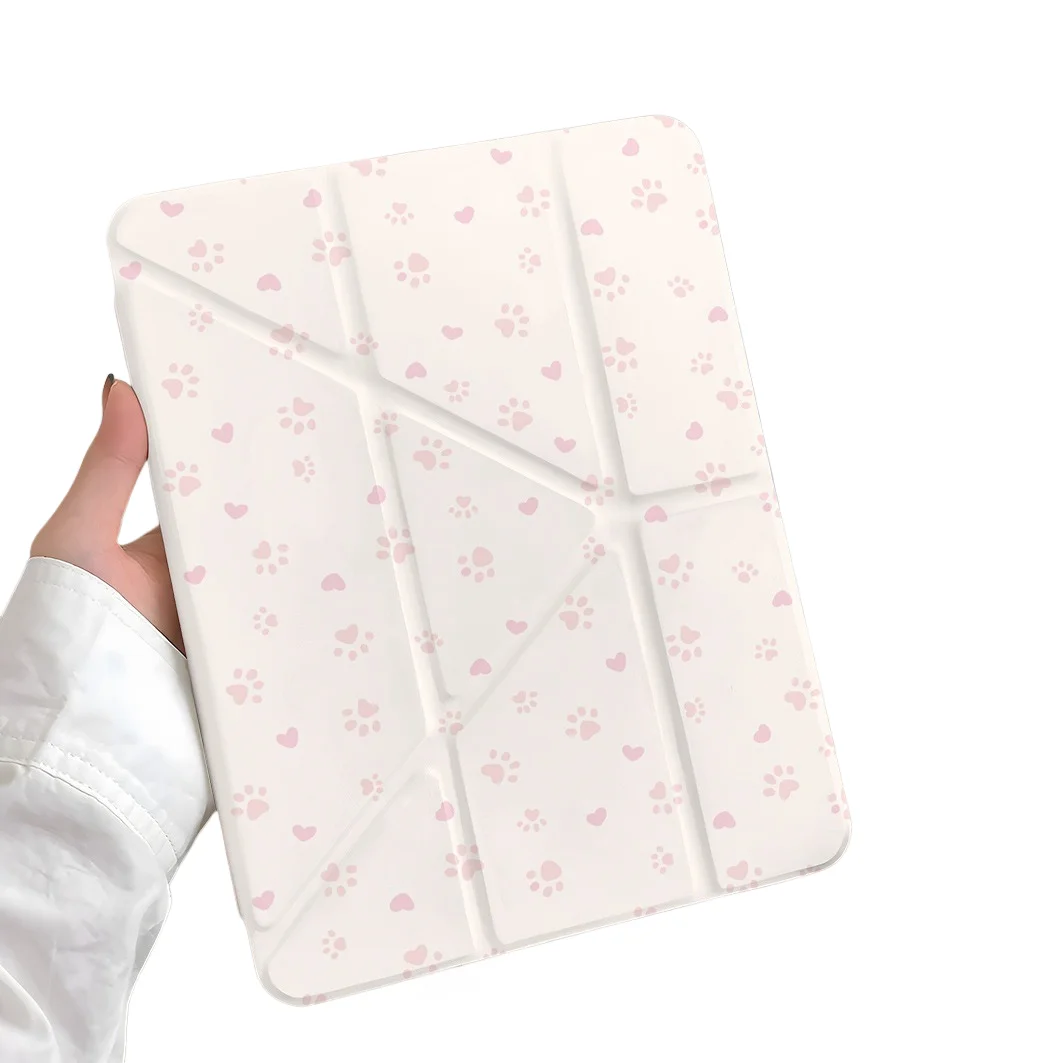 

Чехол для планшета Cat's Paw Pen Slot для iPad Pro2024 2022 2021 2020 2019 2018 2017 11 10 9 8 7 6 5 Air7 6 5 4 3 2 1 Cover