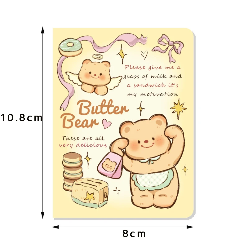 2pcs Cute Cartoon Little Bear Notebook A7 Notebook Exercise Book Girl Cute Mini Stationery Notebook Diary