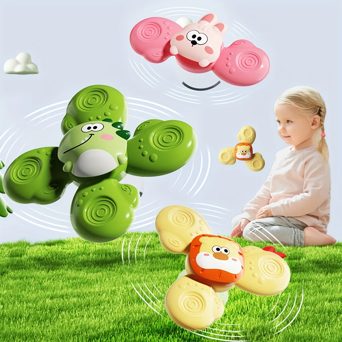 3 uds juguetes giratorios con ventosa, juguetes giratorios de succión para bebés, juguetes de succión de ventana para bebé, bandeja para silla alta, mesa de baño de aire