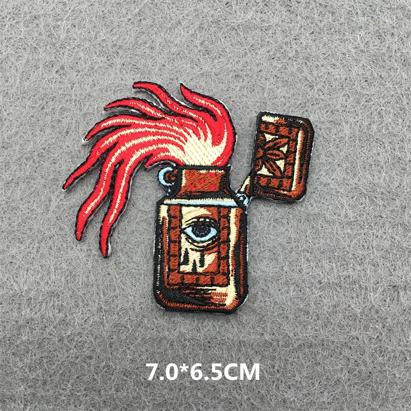 Punk Patch Flame Embroidery Patches for Clothes Scary Skull Iron On Patches on Clothing Embroidered Jacket Badge Sticker