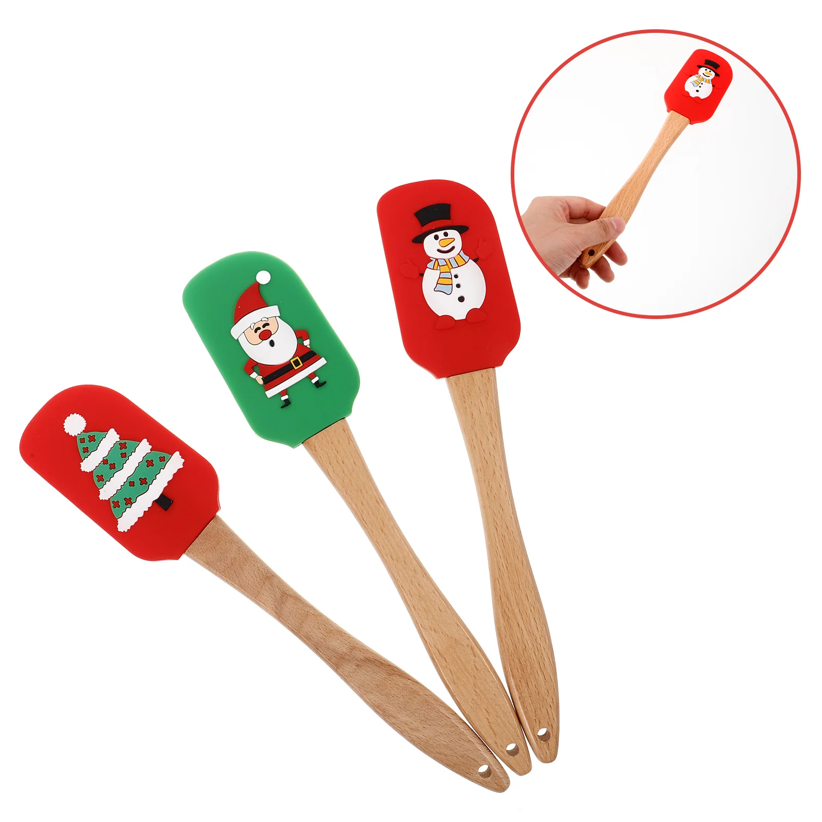 

3pcs Silicone Spatula Set Wood Handle Non-Stick Baking Spatula Cream Scraper Kitchen Gadgets Easy Clean Cake Decorating