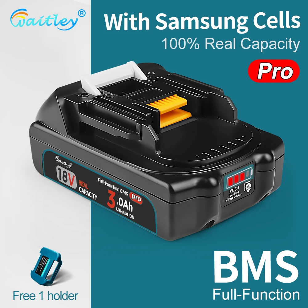 Waitley Battery Pro für Makita 18V Elektrowerkzeuge, wiederaufladbare Batterien mit Samsung-Zellen / Ersatzzubehör BL1860