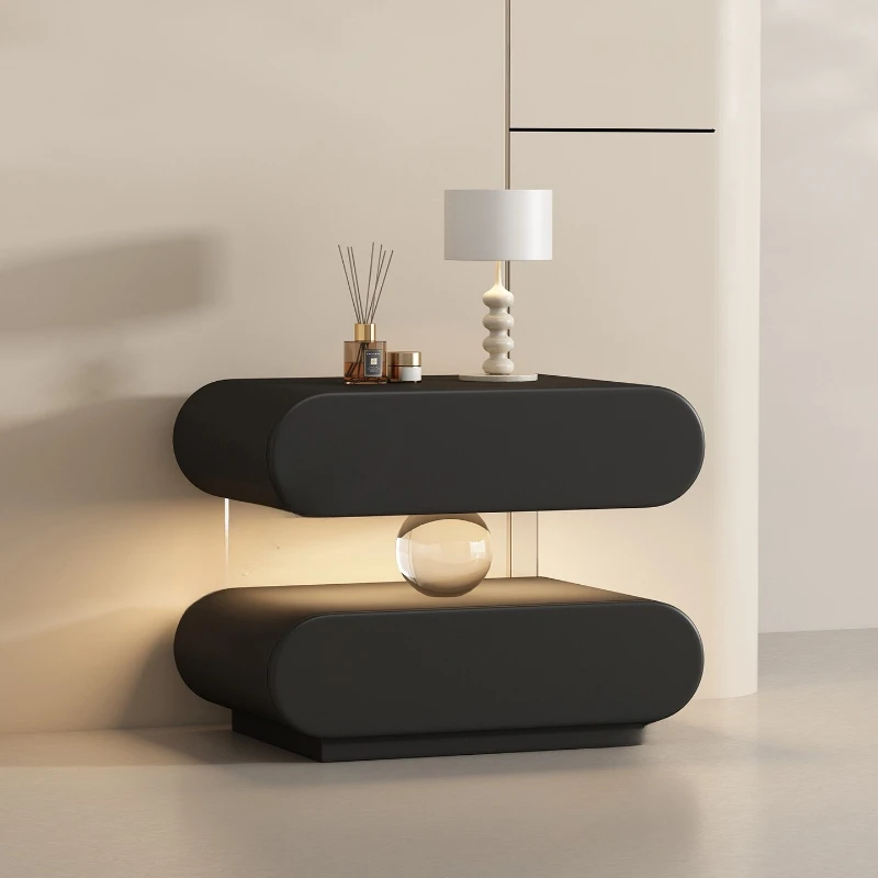 

All solid wood bedside table, high-end acrylic sensor light luxury bedside table