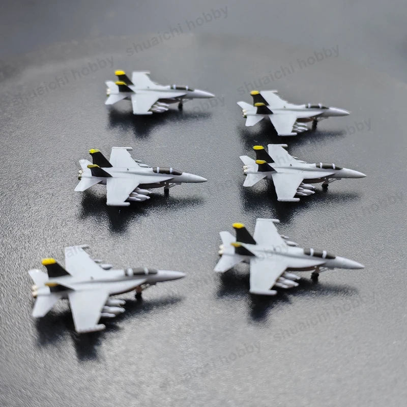 6PCS Colored Resin Model EA-18G Growler 1/700 Scale Shipborne Electronic Warfare Aircraft Miniature Airplane Toys Length 2.2cm