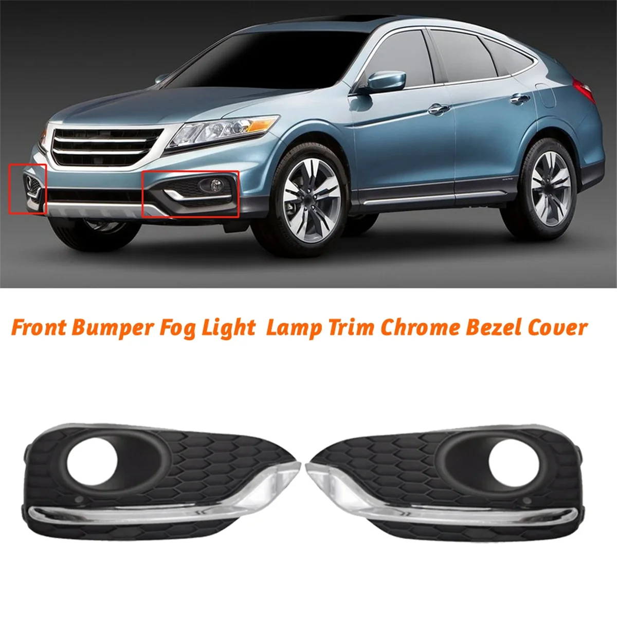 1Pair Car Front Fog Lamp Trim Chrome Bezel Cover for Honda Accord Crosstour 2013-2018 Fog Light Bumper Grille Lid Frame