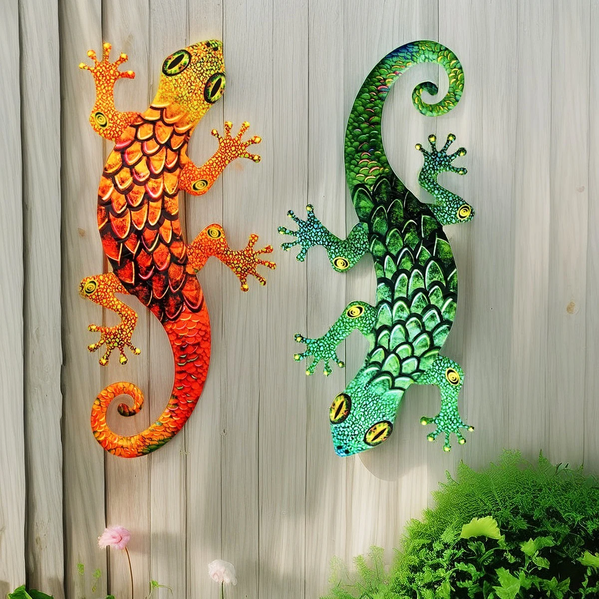 

Металлический настенный декор в виде геккона, яркие железные скульптуры ящериц, подвесное украшение для улицы, дома, офиса, двора, сада, свадьбы