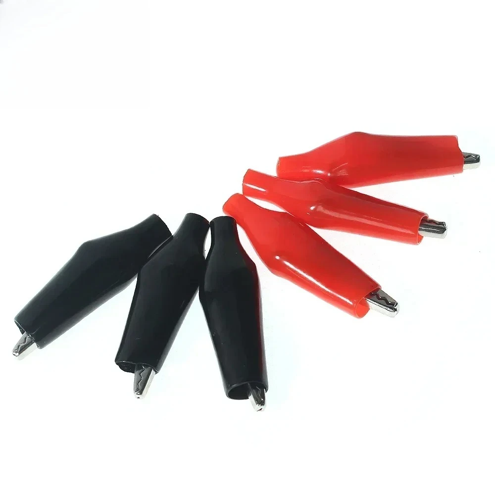 10PCS Insulated Alligator Clip Test Leads 24x28mm Red Black Alligator Clips Electrical Test Clips for Electronics