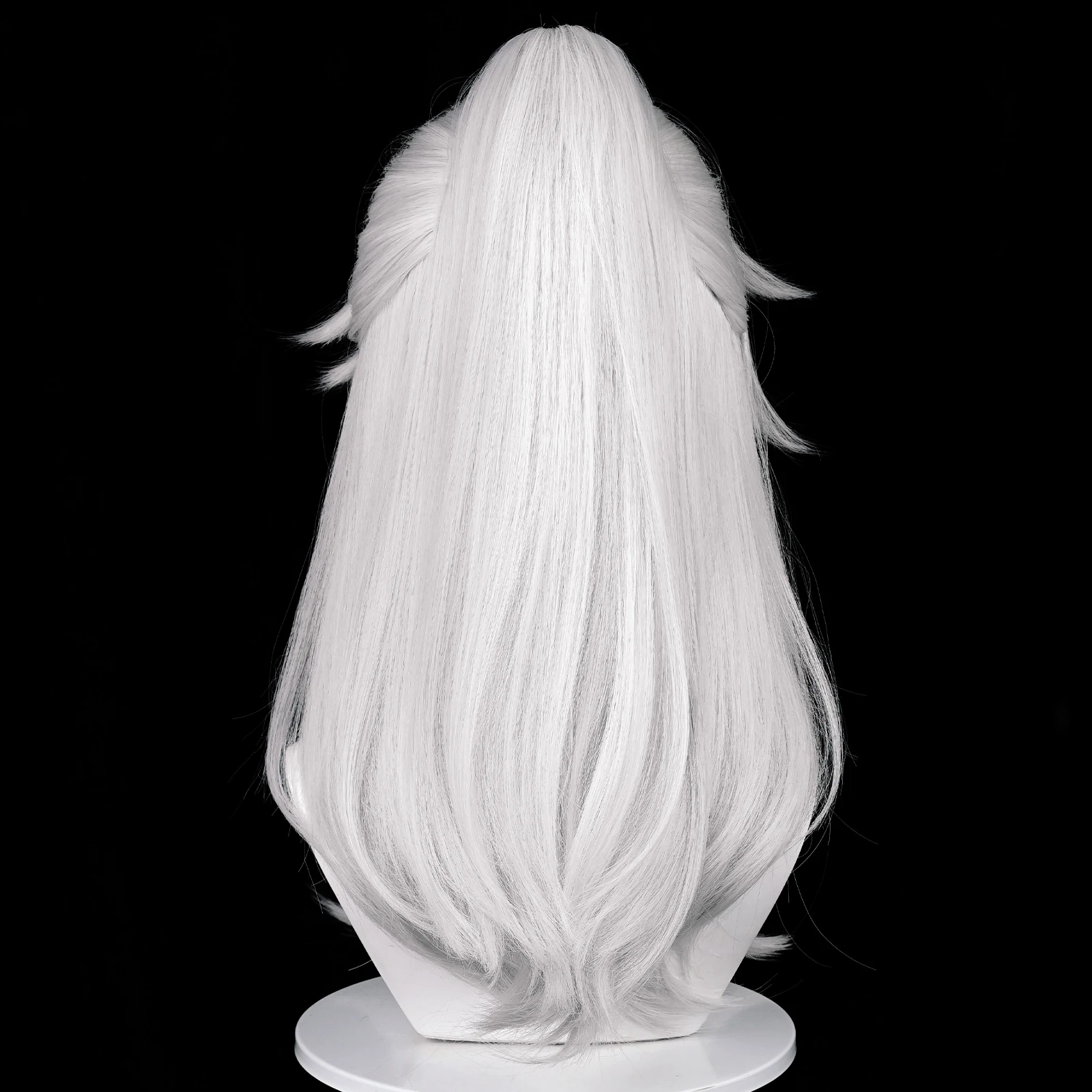 RANYU Honkai: Star Rail Jing Yuan Wigs with Bangs Synthetic Straight Long White Ponytail Game Cosplay Hair Wig for Party