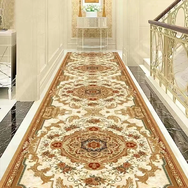 VIKAMA Retro Persian Corridor Long Rug Hotel Walkway Anti-Slip Mat Bedroom Kitchen Rug Home Decoration