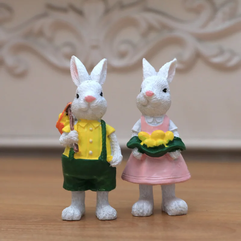 

New Easter Garden Courtyard Decoration Rabbit Animal Ornament Window View Kindergarten Landscape One Pair Desktop Ornament