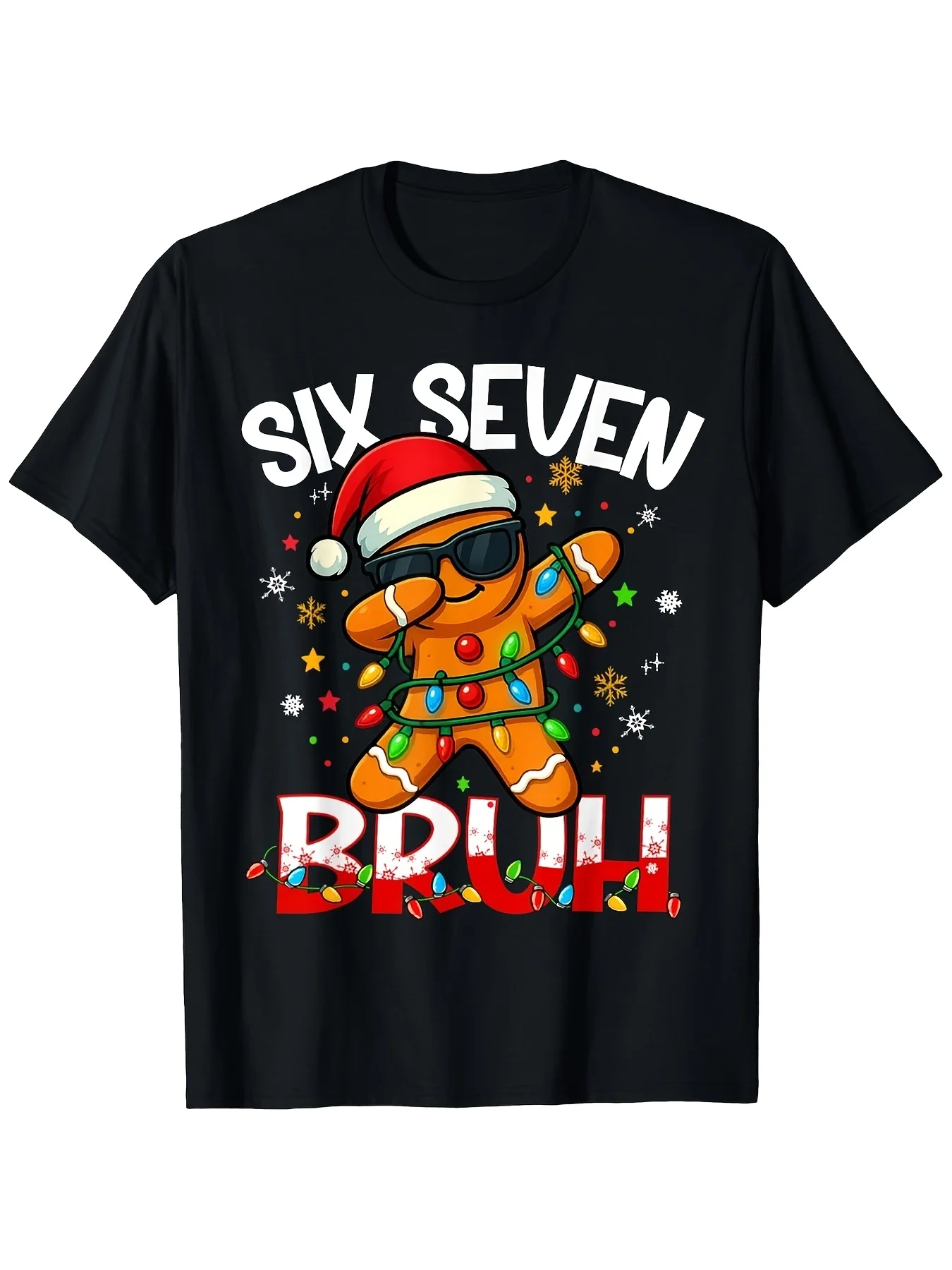 ChristmasThemed TShirt Featuring a Dabbing Gingerbread for Man Perfect for Summer with Its Comfortable Fit And Breathable FabricRetro Casual Short-sleeved T-shirt with a Round Neck and Printed Pattern, Suitable for Daily Commuting and Outdoor