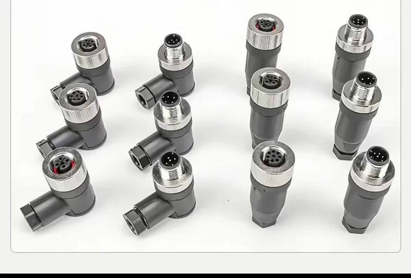 M12-Steckverbinder PG9 Wasserdicht 4/5/8-polig Stecker Buchse Gerade Winkellos Lötfreie Schraubklemme für 6-8mm Kabel – Detail 15