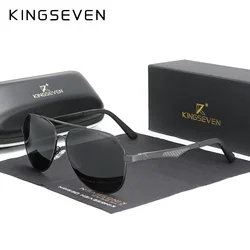 KINGSEVEN Men's Polarized Sunglasses Aluminum Temples Aviator Sun Glasses For Men Outdoor Travel UV400 Anti-Glare Eyewear