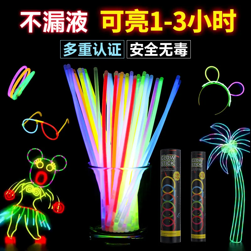 100Pcs Glow Sticks Bracelets Assorted Colors 20cm Chemiluminescent Light Sticks For Party Concert Fishing