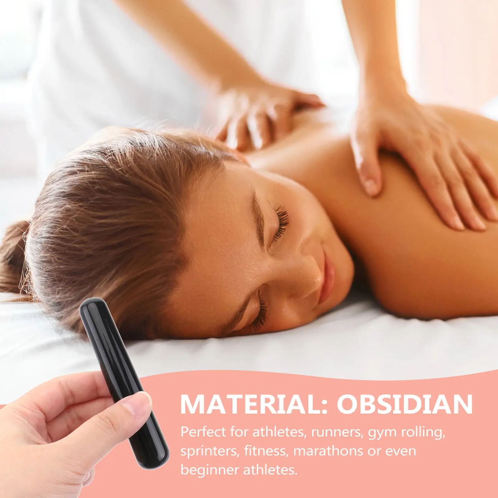 

Массажная палочка из обсидиана черная портативная для спортивной сумки, для снятия спазмов мышц, инструмент для акупунктурной терапии, массажер для триггерных точек
