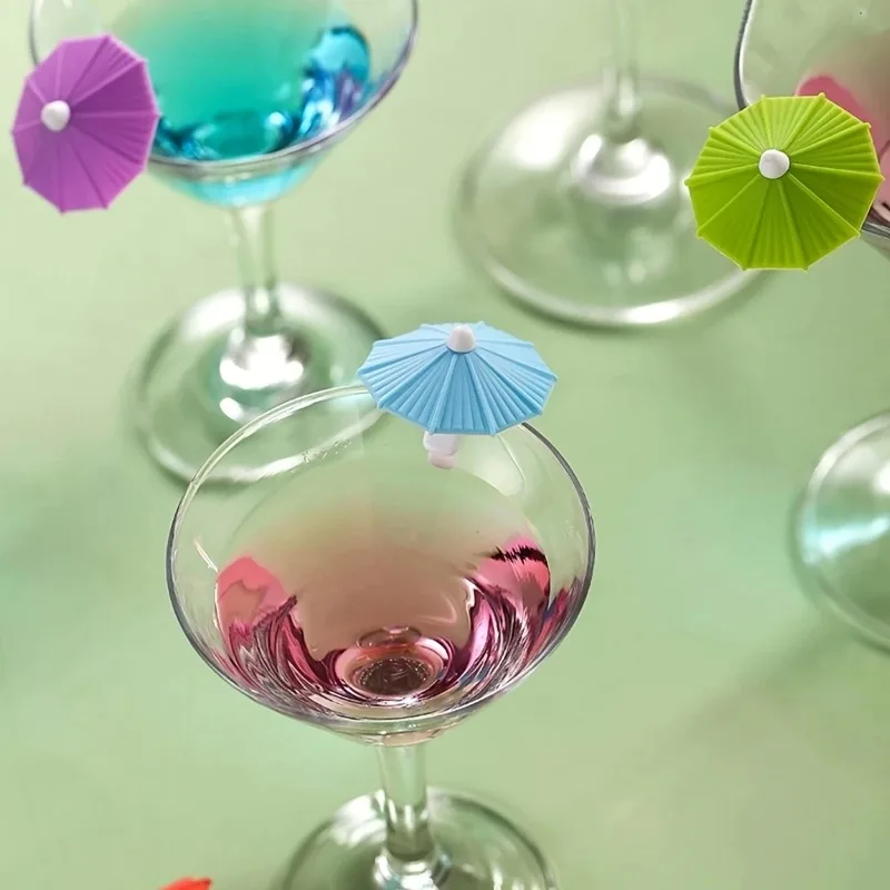 6-60 قطعة مظلة ممتعة كأس للنبيذ العلامات علامات المشروبات كأس الحفلات معرفات قابلة لإعادة الاستخدام لوازم وضع العلامات لأحداث الزفاف #4