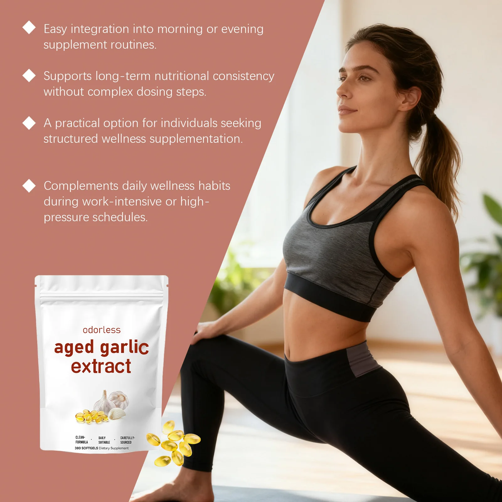Hot Sale Odorless Aged Garlic Extract Softgels 7500mg Supports Heart & Cardiovascular Health Immune Antioxidant Supplement