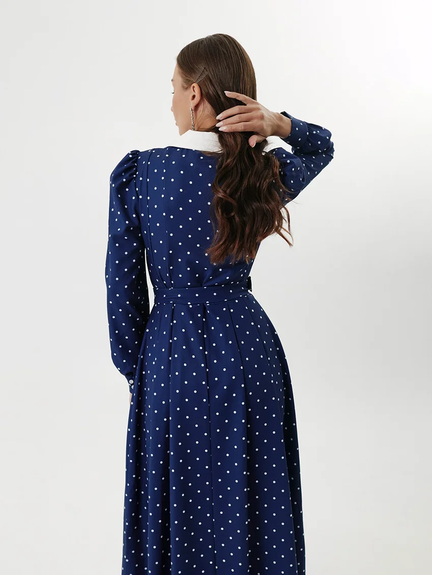 Marthaqiqi Casual Women Nightgown Long Sleeve Pajamas Sexy Turn-Down Collar Nightie Lace Up Sleepwear Ankle-Length Dress Nightie