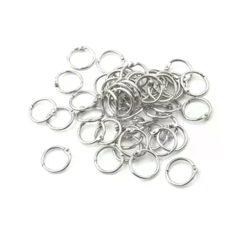50pcs Staple Book Binder 20mm Outer Diameter Loose Leaf Ring Keychain