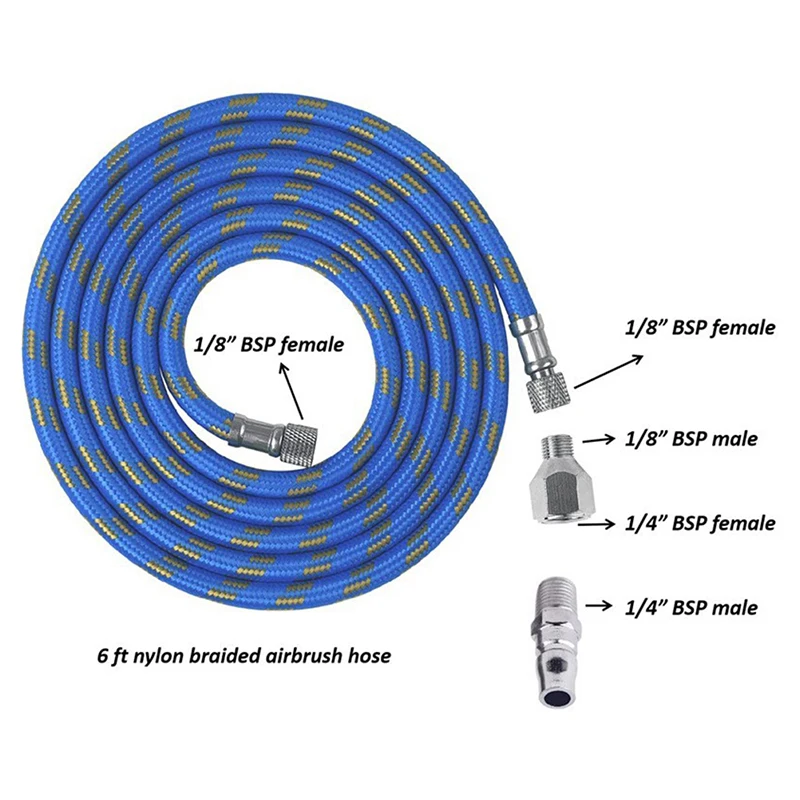 

1.8M Nylon Braided Airbrush Air Hose Spray Pen Nylon Airbrush Air Hose Tube Fit Most Brand 1/8" BSP Adpter Air Pump Connect Pipe