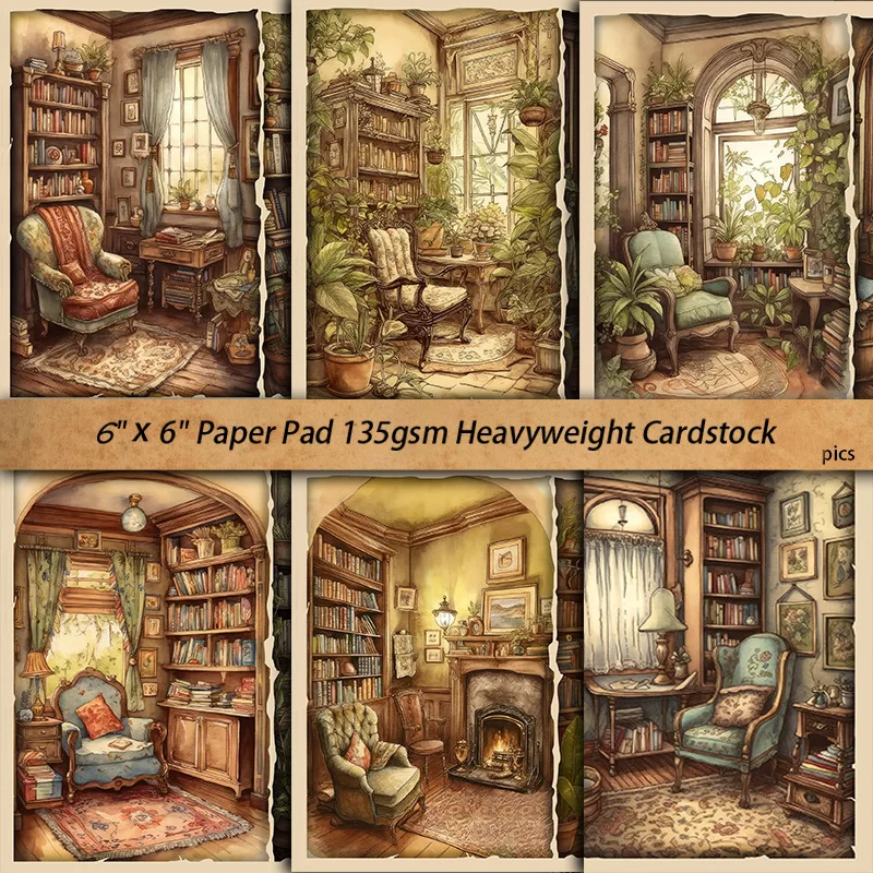 5Pcs/pack Vintage Cabin Papers Pack for Scrapbooking Background Decoration Building Patterned Material Paper DIY Card Making New