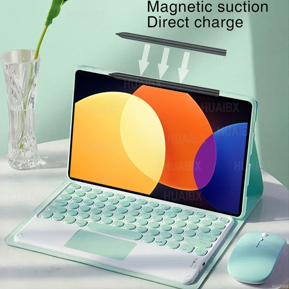 Capa de teclado para xiaomi pad 5 pro tablet de 12.4 polegadas, capa de teclado bluetooth removível para mi pad 5 pro 12 4"