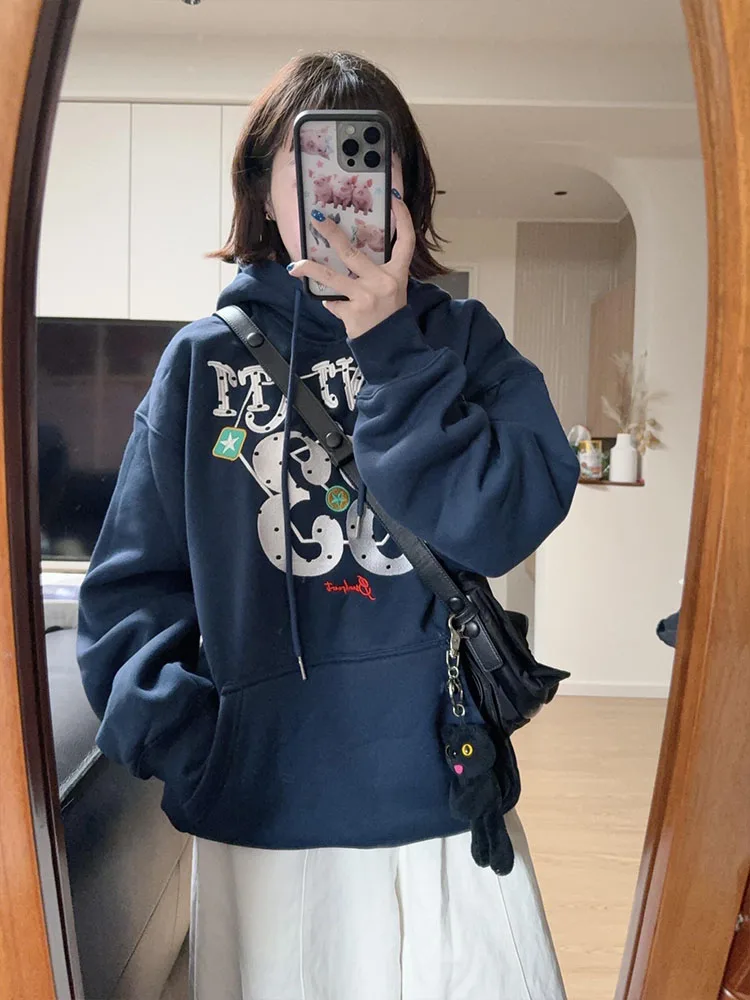 

Женская толстовка в горошек в американском стиле ретро 33, осенне-зимняя свободная повседневная модная брендовая куртка для пар