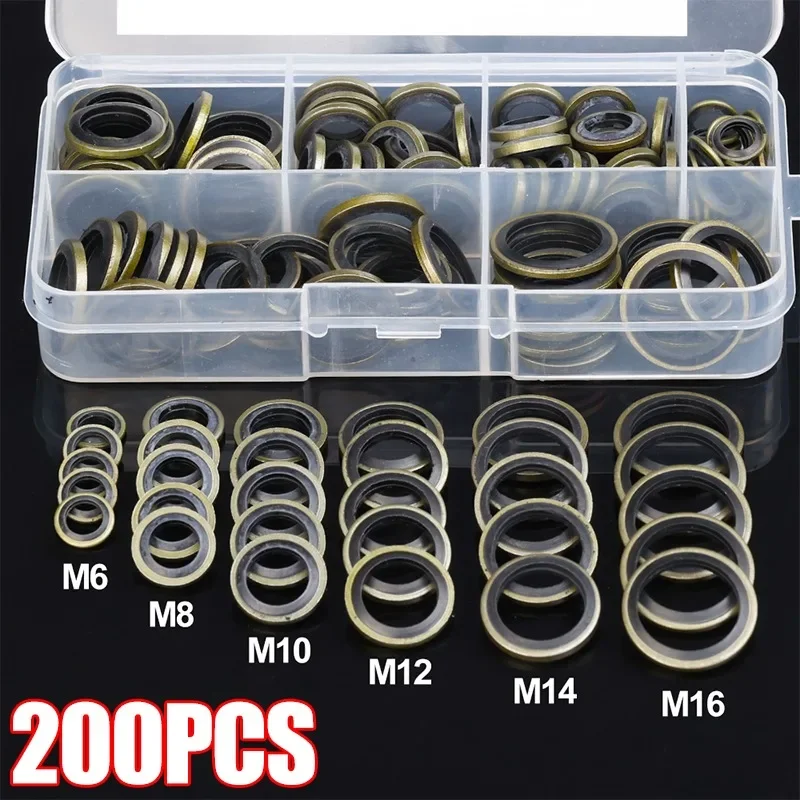 

M6-M16 Sump Plug Gasket Car Oil Drain Screw Combined Sealing Washer Bonded Seal Gasket Oil Resistant O Ring Combination Gasket