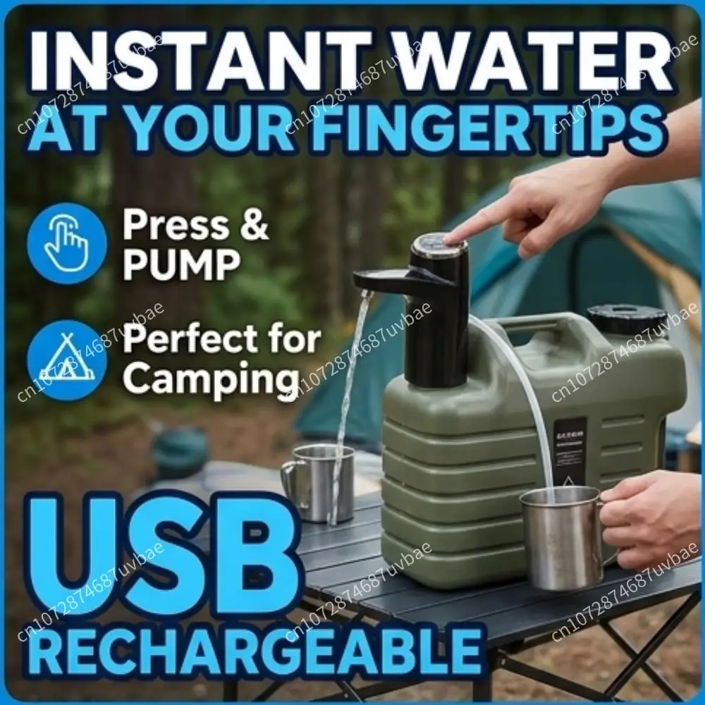 Image of USB wiederaufladbare elektrische Wasserpumpe, automatischer Spender für Camping, Outdoor, Eimer, 4 W, hocheffizientes 600-mAh-Batteriewerkzeug
