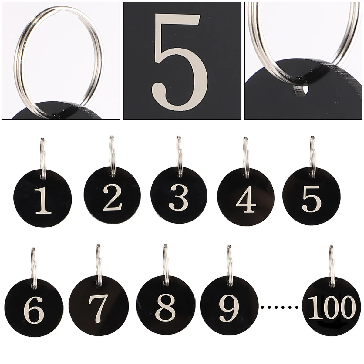 100pcs-black-acrylic-number-tag-rings-round-hollow-key-tags-for-hotel-restaurant-supermarket-hot-pot-line-up-counter-management