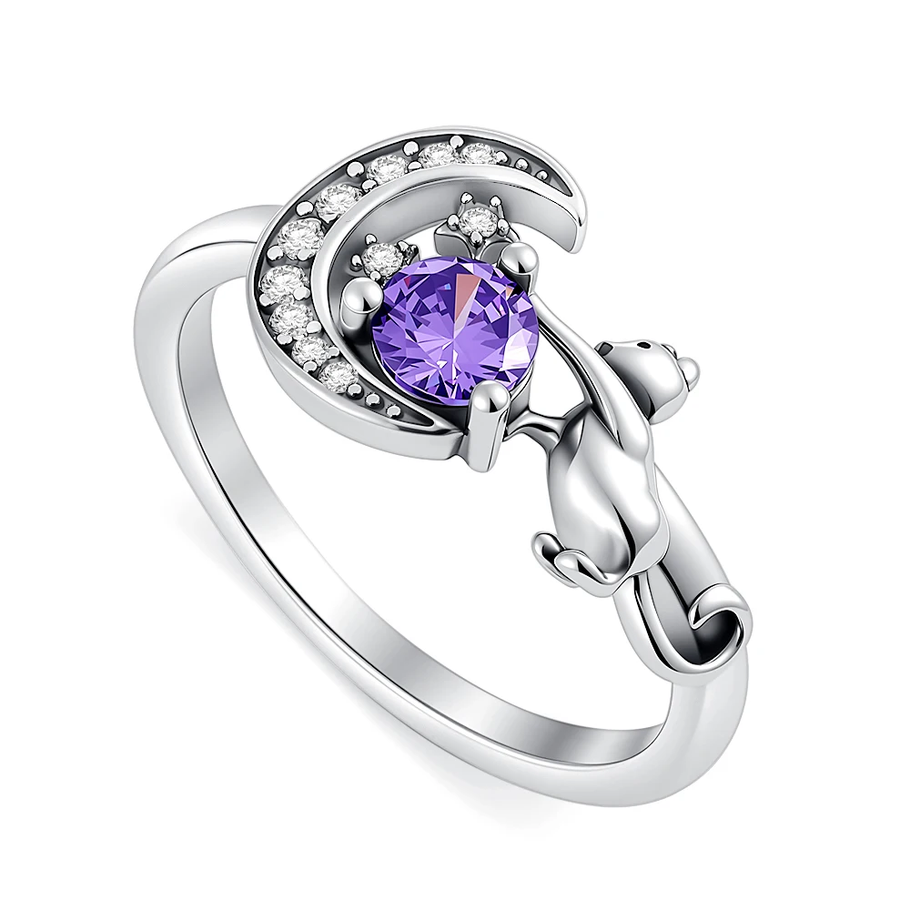 Women's 925 Sterling Silver Cat Flower Butterfly Ring