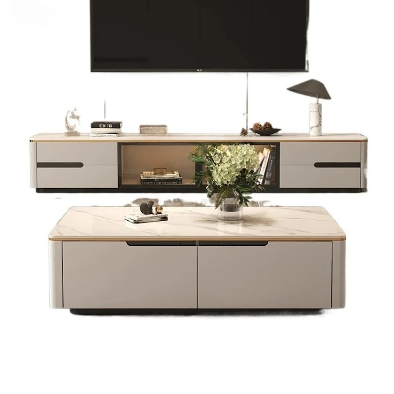 Stone Plate Coffee Table Light Luxury Modern Small Apartment Home Living Room Simple Nordic Style Storage Coffee Table