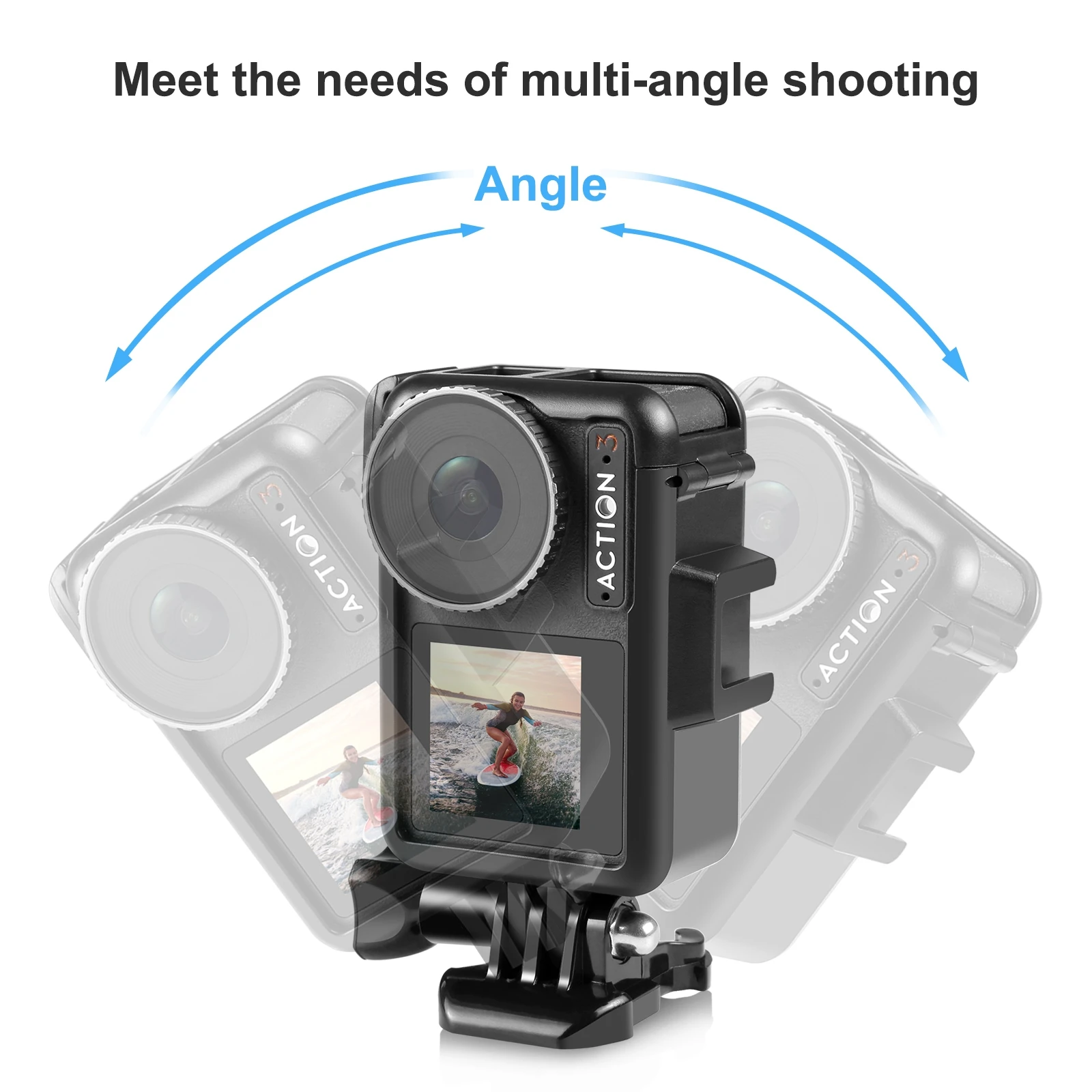PULUZ Vertical Plastic Protective Frame Cage with Cold Shoes For DJI Osmo Action 5 Pro / 4 / 3 Sport Camera Accessories