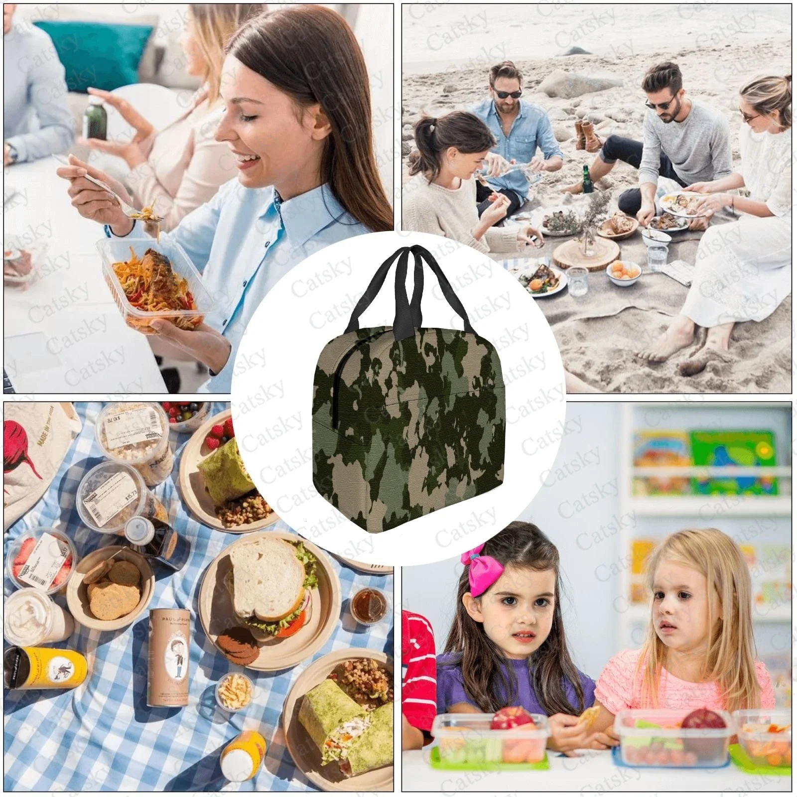 camouflage  Portable Aluminum Foil Thickened Insulated Office Lunch Bag Waterproof Lunchs Bags Tote Bags