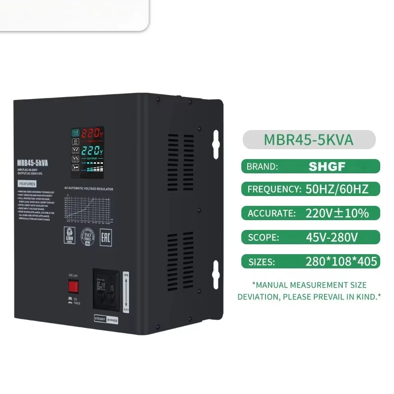 

#Arrival Input 45-280V 10KW Single Phase 220V AC Automatic Low Voltage Regulator Suspended Wall Mount Relay Stabilizer AVR