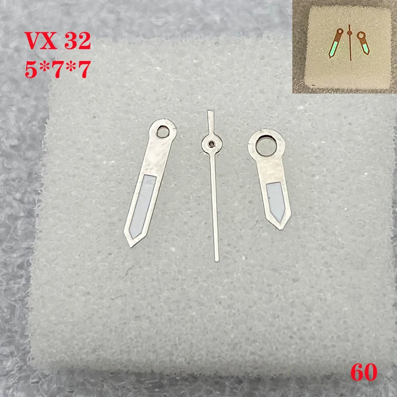 

Watch Accessories Watch Hand 3 Needles for VX 32 Movement Size 5.0mm*7.0mm*7.0mm Ladies green luminous No.060