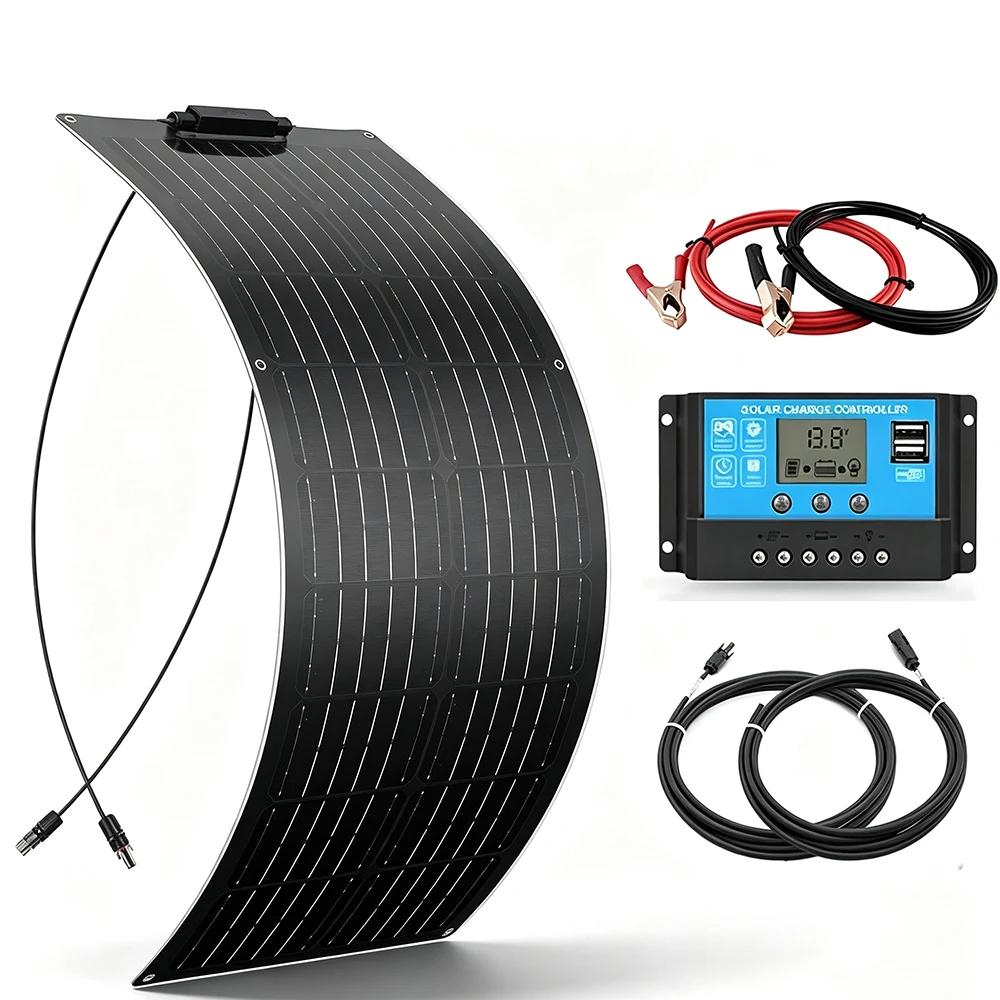 Flexible Solar Panel Kit,12V 50W 80W 90W 100W 105W 120W 150W 200W Off-Grid Solar Charger for Car, Boat, RV, Camping & Home Use