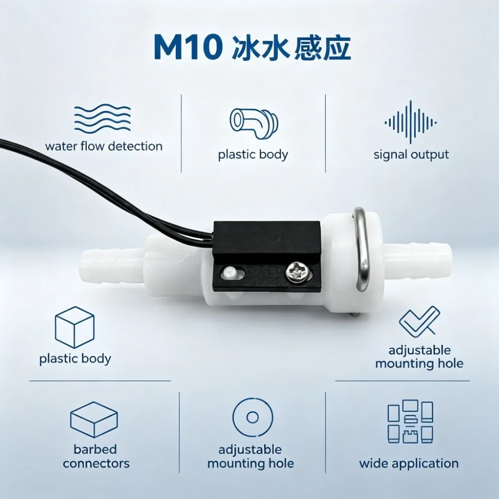 IP67 Rated Plastic Water Flow Sensor For M10 Mounting Thread For Reed Switch for Flow Initiation or Termination Detection