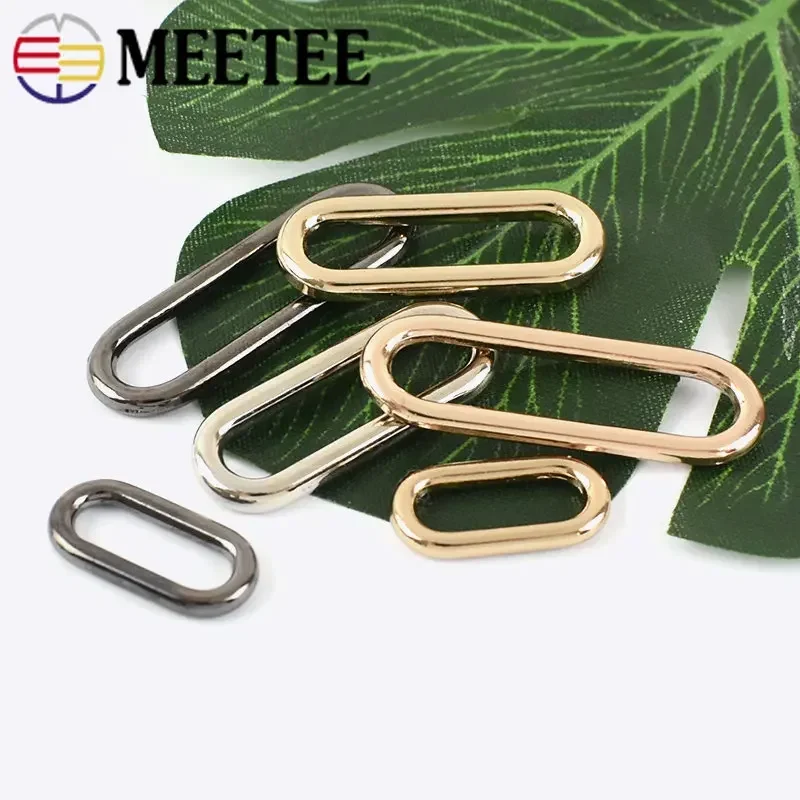 10Pcs Meetee 15mm-60mm O Ring Seamless Oval Metal Buckles for Shoes Luggage Handbag Rings Egg Button DIY Hardware Accessories