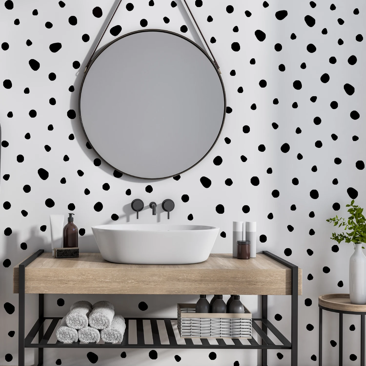 Cartoon Milk Polk Dots Wall Stickers Boho Black Spots Self-adhesive DIY Nursery Wall Decals For Children's Room Interior Decor