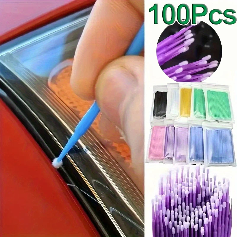 

100 шт. одноразовых ватных палочек для легкого и точного нанесения клея для наращивания ресниц, используемых для макияжа и очистки ресниц.