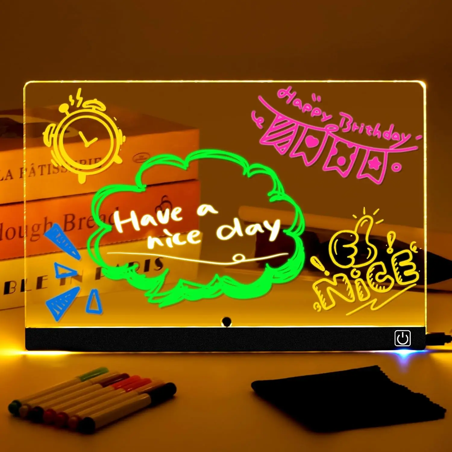 Magic Blackboard LED Luminous Drawing Toy Transparent Light Draw Graffiti Coloring Art Acrylic Board Montessori Birthday Gift