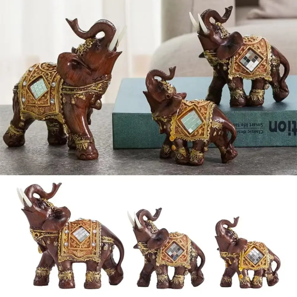 

Handicraft Elephant Figurine Ornament Simulated Crafts Lucky Elephant Statue Collectible Model Resin Animal Sculpture