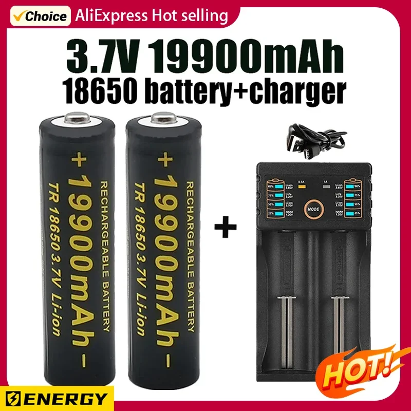 2024 Original brand 18650 lithium battery torch 100%New 18650 rechargeable battery torch + 201 charger 3.7 V 19900mAh Flashlight