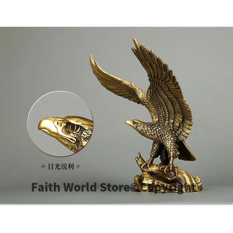 BEST Business gift -36CM TOP COOL Home office efficacious fortune Mascot Money Drawing Eagle vulture lanneret Bronze art statue